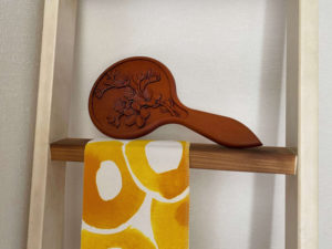 wood carving_ Cherry blossom hand mirror